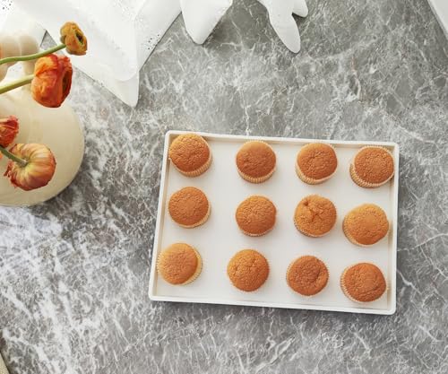 White Serving Tray (11.8 x 8.7 inch) for Serving Accessory, Spa, Coffee, Drinks, Wine, Tea, Bar, Party, Seasoning, Perfume and Display Use. - color: White-1 Tray, size: 11.8" x 8.7" x 0.8"