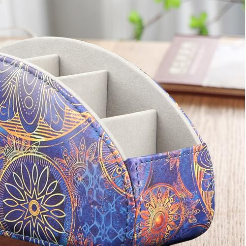 TV Remote Control Holder with 5 Compartments,Pu Leather Remote Caddy/Box/Tray Bedside Table Desk Storage Organizer for DVD, Blu-Ray, Media Player, Heater Controllers and Cosmetics Office Supplies - color: Pinion, size: Small