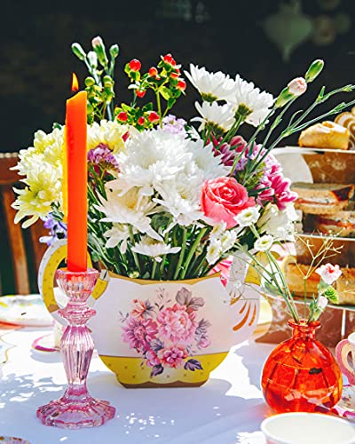 Talking Tables Boho Pink Glass Candlestick Holder Height 16cm One Size Glass Candle Holder,Large - color: Pink, size: Large