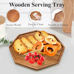 Set of 3 Acacia Wood Serving Trays Cheese Platters Party Hosting Essentials Gifts Charcuterie Board for Vegetable Fruit Food Round Tray Wooden Appetizer Platter Christmas Plates Dish Serving Boards - size: 12&10&8 inch (3 Pcs)