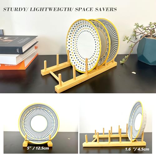 Plate Display Stands, 2 Pack Plate Holder for Displaying, 5-Tier Sturdy Craft Show Display Stands, Art Prints Book Photo Picture Frame Plaque Platter Wood Stand