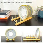 Plate Display Stands, 2 Pack Plate Holder for Displaying, 5-Tier Sturdy Craft Show Display Stands, Art Prints Book Photo Picture Frame Plaque Platter Wood Stand