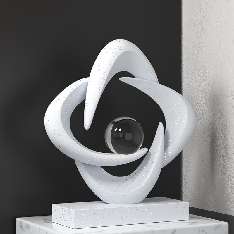Abstract Art Sculpture, Resin Gold Decorative Statue, Modern White Ornaments for Living Room, Decorativas Modernas for Coffee Table/Entryway/Office Collectibles (Sandstone) - color: Sandstone