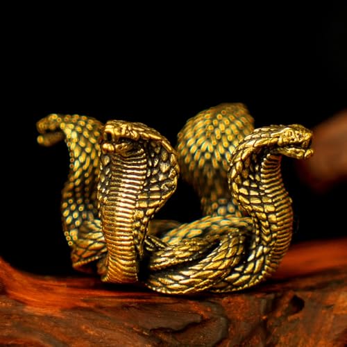 CHOVY 100% Solid Brass Four-Direction Snake Statue - Handcrafted Intertwined Serpent Sculpture, Vintage Mystical Collectible Art, Unique Gift for Mythology Lovers & Spiritual Seekers - style: Four Snakes