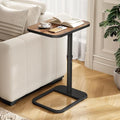 Kitstorack Upgraded TV Tray Table with Panel Lock, 90° Flip-Over Design & Adjustable Height, Sofa Arm Side Table for Eating, Laptop, Couch, Bed, or Small Spaces, Brown - color: Brown, style: Auto-locking