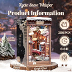 Fsolis DIY Book Nook Kit for Adults – Japan Booknook 3D Wooden Puzzles Japanese Winter Scene Miniature Model Mini Build House Craft Gift for Women Hobbies (Kyoto Snow Whisper) - style: Kyoto Snow Whisper