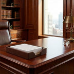 DACASSO Bonded Leather Desktop Letter Tray - Luxury Letter Holder & Paper Organizer for Desk - Office Organization & Executive Desk Decor - (Dark Brown)
