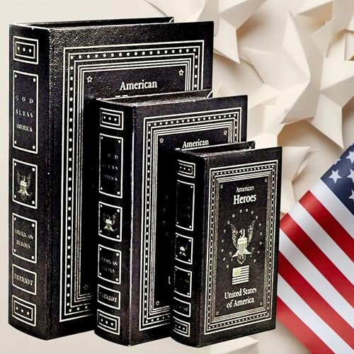 Bellaa 24964 Decorative Book Box Patriotic American Heroes Vintage Hidden Secret Storage Jewelry Keepsake Antique Veteran Police Fire Military Army Navy Healthcare - style: Hero American