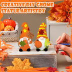 Seenelling 2 Pack Fall Gnome Ready to Paint Your Own Statues 4'' DIY Unpainted Ceramics Figurines Kit Blank Paintable Ceramics Art and Crafts Decorations - style: Fall Gnome