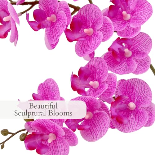 CG Hunter Faux Pink Orchid Plant, Premium Artificial Indoor Flower Display Stands 24”, Beautiful Sculptural Blooms That Lasts Forever, Grey Planter Pot Included - size: 24" Pink 2-Stem Orchid