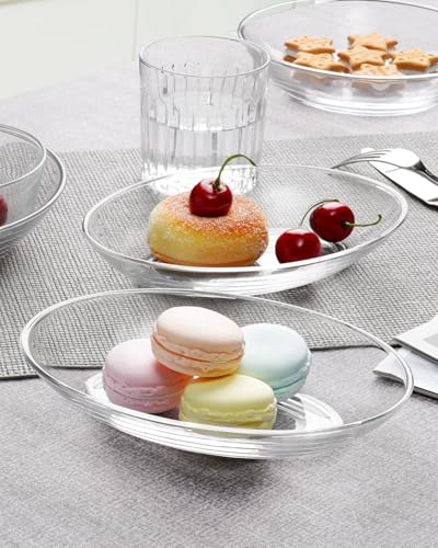 NUTRIUPS 2 Pack Small Tempered Glass Serving Plates, 7.7 x 5.5inch Oval Glass Dinner Plates, Small Salad Plates Set of 2, Glass Side Dishes, Mini Serving Trays - size: Small