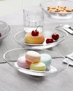 NUTRIUPS 2 Pack Small Tempered Glass Serving Plates, 7.7 x 5.5inch Oval Glass Dinner Plates, Small Salad Plates Set of 2, Glass Side Dishes, Mini Serving Trays - size: Small