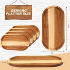 Yaomiao 4 Pcs Acacia Wooden Serving Tray Oval Shaped Rustic Wood Plates Large Decorative Natural Tray Serving Platter for Food Charcuterie Cheese Dish Bread Fruit Kitchen(14 x 7 Inch) - size: 14 x 7 Inch