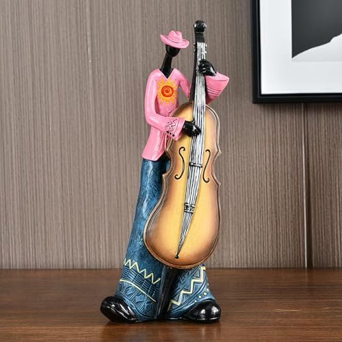 Vintage Jazz Band Decorative Sculpture,Western Band Sculpture,Creative Musician Decoration,Abstract Figure Ornaments,Suitable for Living Room,Wine Cooler,Bookshelf,entryway,etc.(Cellist) - color: Bass Player