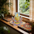 DIY Diamond Art Painting Candlestick Holders 5.71in Mandala Flower Shape Desk Candle Tray Tabletop Ornaments for Wedding Ramadan Party Home Table Centerpiece-Mandala01 - color: Mandala01
