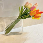 CYS EXCEL Glass Book Vase (H:6" Open:7"x2") Round Edge Oval Flower Vase Rectangular Wedding Centerpiece - size: H-6" Open-7"x2"