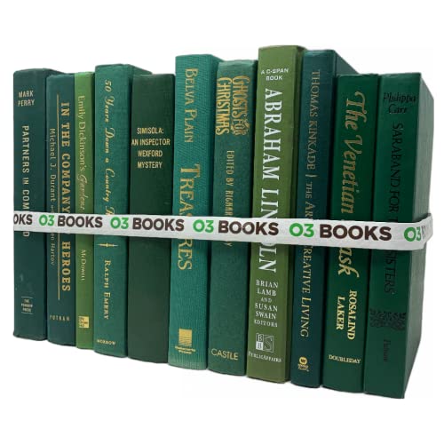 Curated Decorative Books Hardcover Décor Books for Home Décor, Choose Color, Interior Design, Office, Wedding Display, Instant Library, or Staging (Green, Three Feet) - color: Green, size: Three Feet