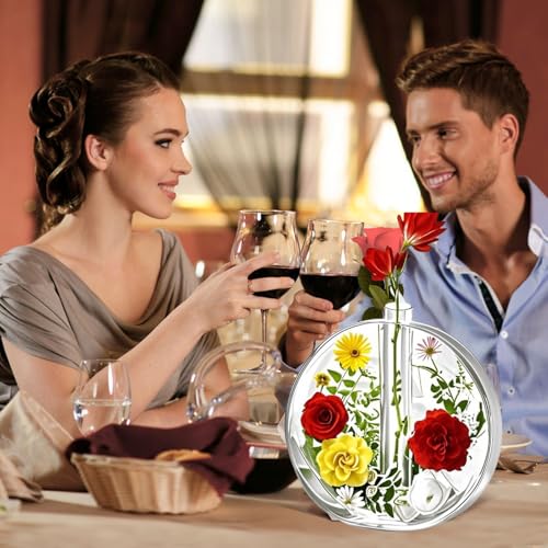 Large Vase Resin Molds, Round Silicone Molds for Epoxy Resin, Deep Resin Mold for Flowers w/3 Test Tubes, 3D Resin Art Molds for Flowers Preservation, DIY Gifts, Wedding Valentine Home Decors - size: Round