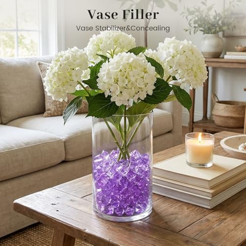 DomeStar 550PCS Purple Vase Fillers, Small Acrylic Fake Crushed Ice Rocks Purple Gems Crystals Diamonds for Table Centerpiece Lilac Lavender Theme Birthday Weeding Table Scatter (0.4 * 0.6) - color: Purple