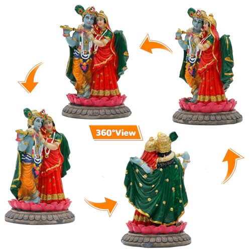 alikiki India Idol Radha Krishna Figurine - 3.9”H Hindu Murti God Krishna Radha Statue for Car Dashboard Decor Home Office Temple Mandir Altar Shrine Pooja Decor Diwali Spiritual Gifts - size: 3.9”H