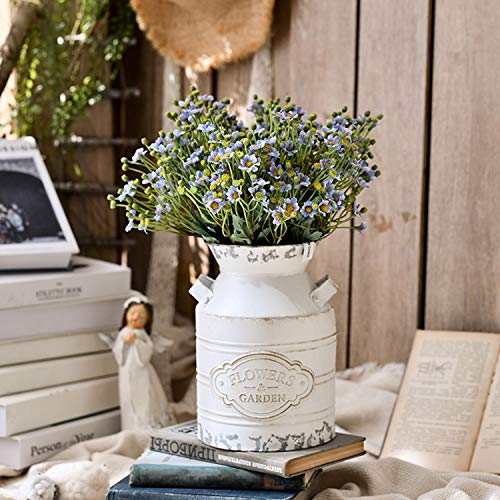 Rustic Metal Flower Vase, Shabby Chic Vintage Farmhouse Jug Vase,Galvanized Milk Can with Handle for Home Decoration - color: Flower-milk Can