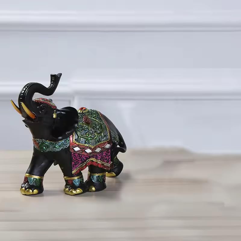 Luxury Elephant Sculpture, Resin Ornament for Wealth & Luck, 1 Pc