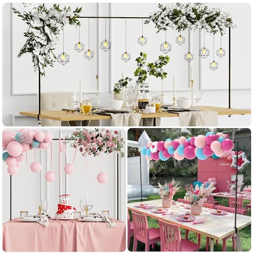 Over The Table Rod Stand with Clamps Adjustable 13''-42'' Tall 29"-98" Length Black Table Arch Hanging for Wedding Birthday Party Halloween Christmas - color: Black