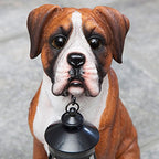 Bits and Pieces - Dog Solar Lantern Statue - Solar Powered Garden Lantern - Resin Dog Sculpture with LED Light - Outdoor Lighting and Décor (Boxer) - style: Boxer