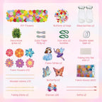 Mostop Poke-in Art Flower Bouquet DIY Craft Kit for Girls Age 4-5 6-7 8-12, Mess-Free Button Felt Flower Making Set, Creative Activity Educational Birthday Gift Toys for 6-8 8-10 Year Old Kids
