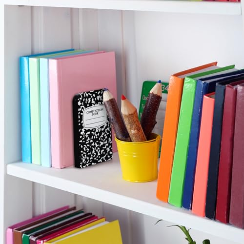 AnyDesign 6Pcs Back to School Wood Bookends Non Skid Book Stoppers Composition Notebook Pencil Crayon Apples Wooden Book Stands for Heavy Books Home Office School Library