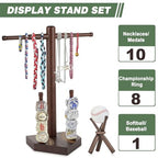 Baseball and Softball Jewelry Organizer, Wooden Baseball Stand and Display Holder for Championship Ring & Drip Necklace, Ring Display Holder , Baseball Accessories Decor, Gift for Athletes and Fans