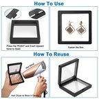 Linkstyle 10PCS 3D Floating Frame Display Stand, Transparent PE Floating Display Case, Challenge Coins Specimen Medallions Jewelry Storage Box Suspension Frame - size: 4.3x4.3in, 3.5x3.5in