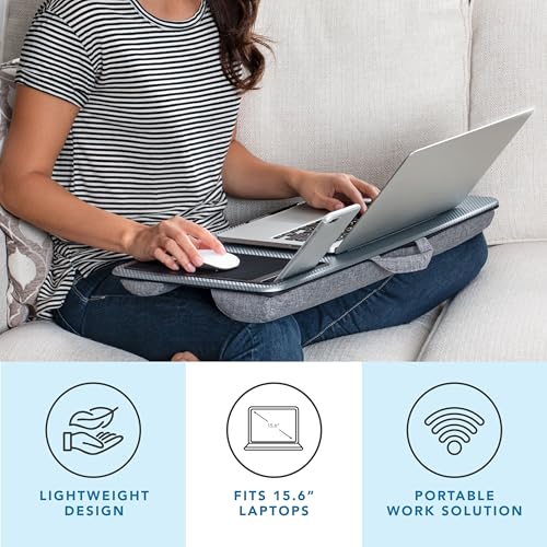 LAPGEAR Home Office Lap Desk with Device Ledge, Mouse Pad, and Phone Holder - Silver Carbon - Fits up to 15.6 Inch Laptops - Style No. 91585 - color: Silver Carbon, size: Home Office