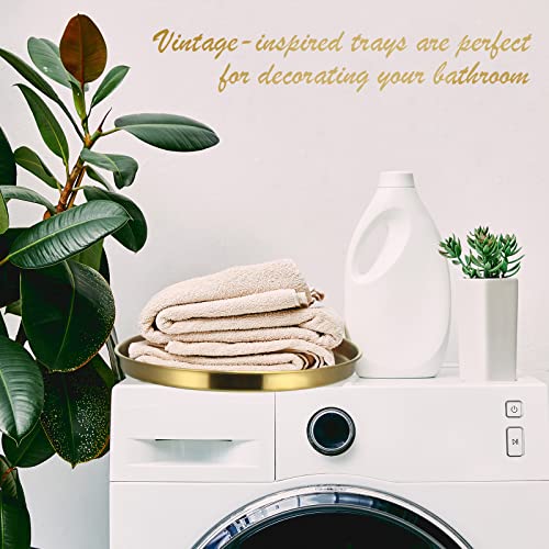 Thenshop 3 Pcs Gold Serving Tray, Stainless Steel Round Decorative Vanity Plates, Jewelry Makeup Organizer, Reusable Food Display Dish for Gift, Wedding, Christmas, Bathroom, Coffee Table (12 Inch) - size: 12 Inch