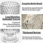 BLOFLO Embossed Glass Vase, 7'' Crystal Glass Vases, Pedestal Big Base Glass Bouquet Vase, Hydroponic Glass Transparent Vase for Home Office Wedding Dining Table Party (Long Rhombus Pattern) - color: Long Rhombus Pattern