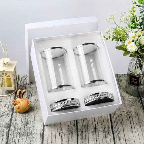 2pcs Hurricane Candle Holder, Pillar Candle Holders with Clear Glass Sleeve, Small Crystal Lantern for Fall Thanksgiving Christmas Holiday Dining Table Centerpiece (Silver) - color: Silver