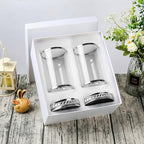 2pcs Hurricane Candle Holder, Pillar Candle Holders with Clear Glass Sleeve, Small Crystal Lantern for Fall Thanksgiving Christmas Holiday Dining Table Centerpiece (Silver) - color: Silver