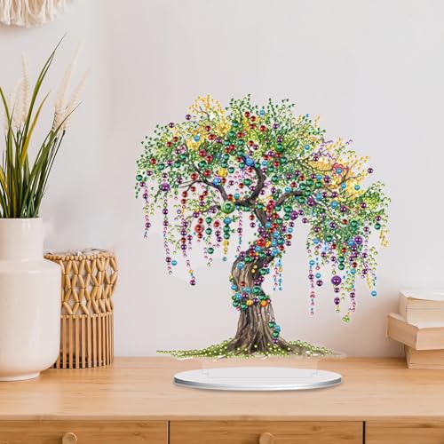 5D Tabletop Diamond Art Kit for Adults, DIY Diamond Painting Kit Stand Up Special Shaped Crystal Desktop Ornament, Box Package - Tree of Life - color: Tree of Life