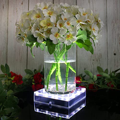 LARDUX Pack of 4 Led Light Base - 5 inch Square Lights Display Stand for Effiel Tower Vase Crystal Glass Art LED Pedestal Base - Charging USB or Battery Powered - size: 5-inch led base