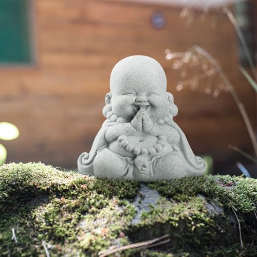 Landical Buddha Sandstone Statues, Zen Monk Praying Statue Sculptures Ornament for Wealth Good Luck Feng Shui Decor Home Office Car Decoration(Prayer Buddha) - style: Prayer Buddha