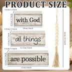 Yuntau 4 Pcs Farmhouse Wooden Tabletop Decor Farmhouse Tiered Tray Decor Rustic Retro Wood Bead Garland with God All Things are Possible Block Sign Neutral Centerpiece Sign for Home Shelf Mantle - style: Farmhouse