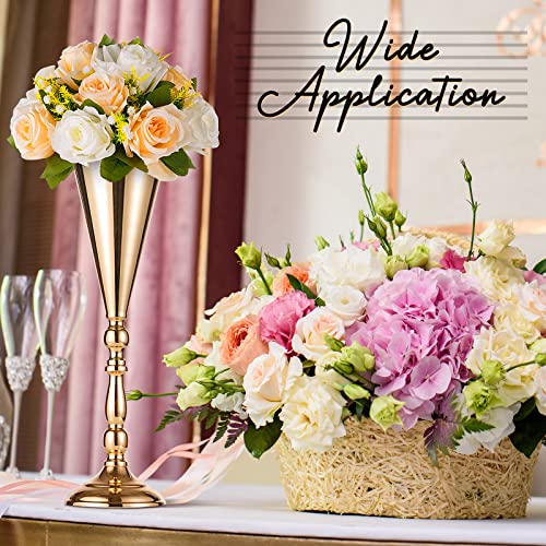 Potchen 6 Pcs Flower Trumpet Gold Vase Tabletop Centerpiece Gold Tall Flower Vases Bulk Wedding Table Decorative Centerpiece Table Decorations Arrangements for Floral Party Anniversary Birthday(L) - size: Large