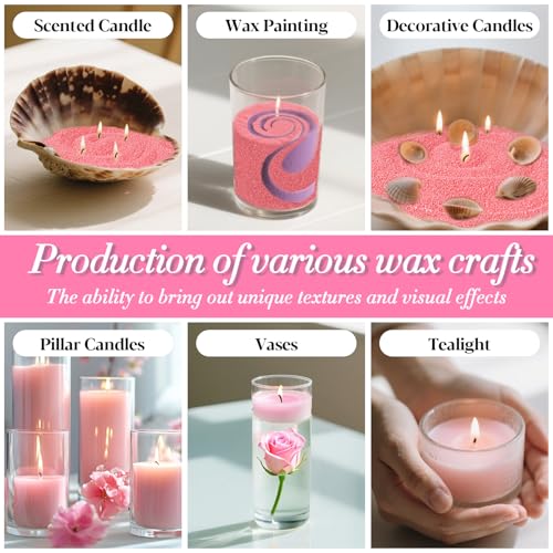 Sukh Pink Candle Sand Wax with Wicks and Wick Tabs- 450g DIY Pearled Candle Wax, Refillable Pearled Sand Candles with Wicks, for Valentine's Day, Wedding, Dating - color: Pink Red
