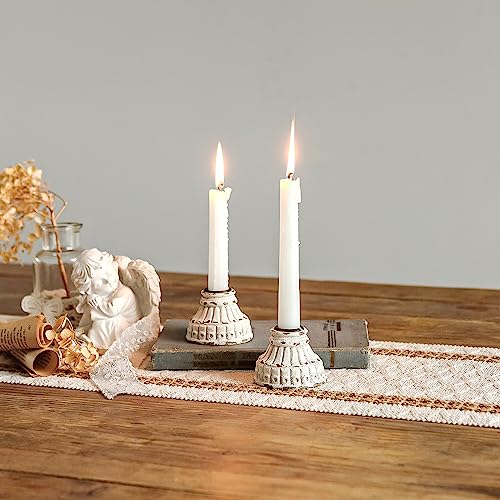 NIKKY HOME Taper Candle Holders Set of 2, Vintage Candle Stand Decorative Resin Candlestick for Wedding Party Mantle Fireplace Dining Room Table Centerpieces Decor
