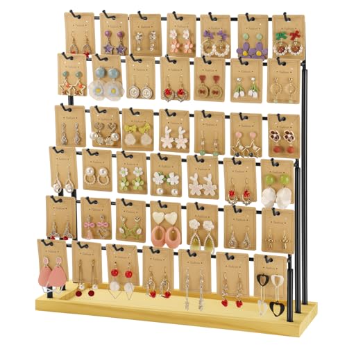 Jewelry Display for Vendors,6 Tiers 42 Hooks Earring Rack Display Holder Stand, Earring Organizer Holder for Necklaces Rings Bracelets Keychains,Jewelry Display for Selling with Earrings Cards-Black - color: Black