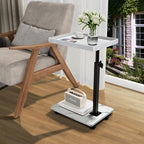 C Table End Table Adjustable Height, 360°Swivel TV Tray Table for Small Spaces, Couch Tables That slide under, C Shaped Side Tables living room and bedroom for Sofa, Bed,Chair, Snack (1, White) - color: White