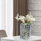 Aoderun Glass Vase Crystal Vase Heavy Duty Large Flower Vase for Dining Table Kitchen Office Home Shelf Wedding Living Room Centerpieces(Grey) - color: Gray