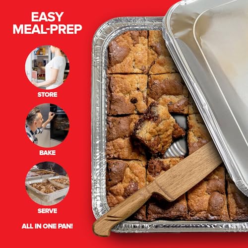 9x13 Disposable Aluminum Pans with Lids - (30 Pack) Heavy Duty Foil Pans with Lids 9x13 Foil Pan Covers, Food Catering Containers for Baking, Cooking, Heating, Storage, Stock Your Home - size: 30 Pack w/ Lids