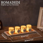 Romadedi Wooden Decorative Tray Candle Holder - 13.5 inch Wood Long Narrow Tray Home Decor Small Rustic Farmhouse Centerpieces Trays for Coffee Table Dining Room Living Room, Whitewashed