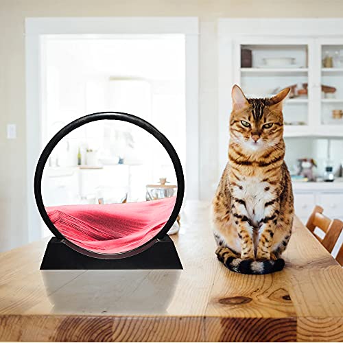 Muyan Moving Sand Art Picture Sandscapes in Motion Round Glass 3D Deep Sea Sand Art for Adult Large Desktop Art (Pink, 7 Inch) - color: Pink, size: 7 Inch